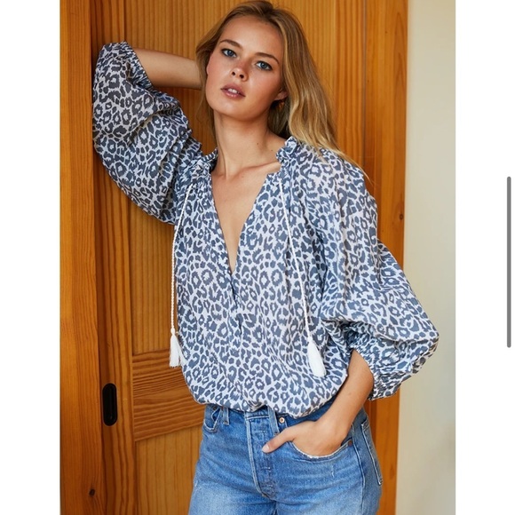 Emerson Fry Tops - Emerson Fry India Collection Bardot top charcoal leopard